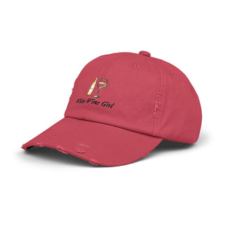 White Wine Girl Unisex Distressed Cap