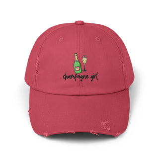 Champagne Girl Unisex Distressed Cap