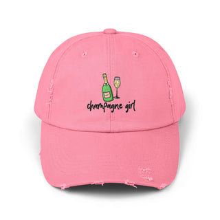 Champagne Girl Unisex Distressed Cap