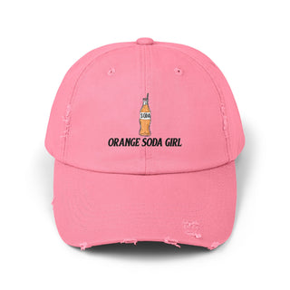 Orange Soda Girl Unisex Distressed Cap