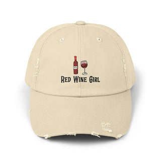 Red Wine Girl Unisex Distressed Cap