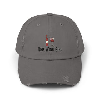 Red Wine Girl Unisex Distressed Cap