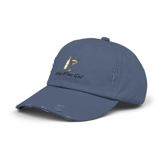 White Wine Girl Unisex Distressed Cap