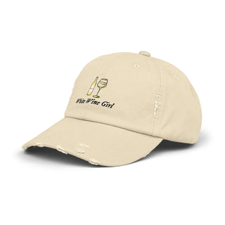 White Wine Girl Unisex Distressed Cap