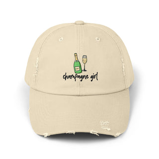 Champagne Girl Unisex Distressed Cap