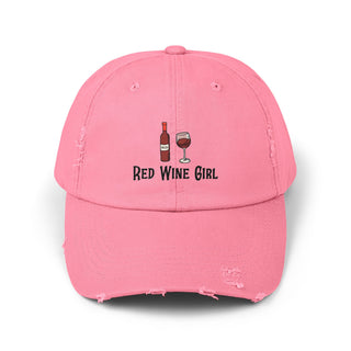 Red Wine Girl Unisex Distressed Cap