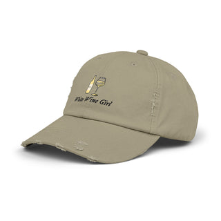 White Wine Girl Unisex Distressed Cap