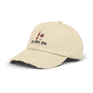 Red Wine Girl Unisex Distressed Cap